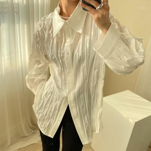 women's t-shirt 2021 spring women summer long sleeve tshirt chic ladies korean casual pleated thin t-shirts blusas, White
women's t-shirt 2021 spring women summer long sleeve tshirt chic ladies korean casual pleated thin t-shirts blusas, White
