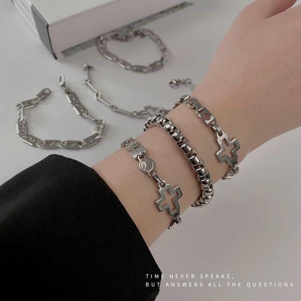 link, chain hollow cross bangles woman hip hop bracelets women personality bracelet geometric fashion trendy silver color stainless armband, Black
link, chain hollow cross bangles woman hip hop bracelets women personality bracelet geometric fashion trendy silver color stainless armband, Black