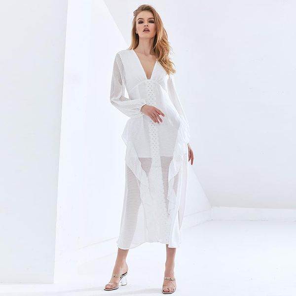 casual dresses white mesh for women v neck long sleeve high waist slim ruffle party perspective dress, Black;gray
casual dresses white mesh for women v neck long sleeve high waist slim ruffle party perspective dress, Black;gray