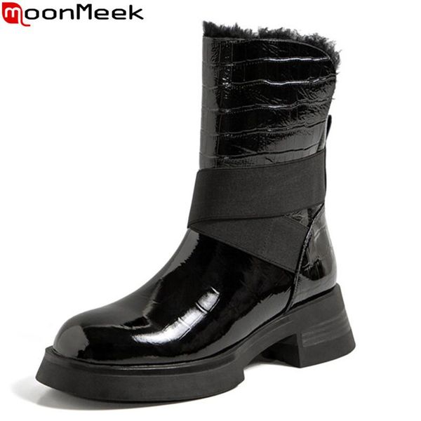 boots moonmeek 2021 arrival women genuine leather comfortable ankle square heels round toe winter snow, Black
boots moonmeek 2021 arrival women genuine leather comfortable ankle square heels round toe winter snow, Black