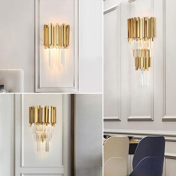 wall lamp stainless steel modern gold crystal lights bedside for bedroom living room aisle home decoration led sconce indoor fixtures
wall lamp stainless steel modern gold crystal lights bedside for bedroom living room aisle home decoration led sconce indoor fixtures