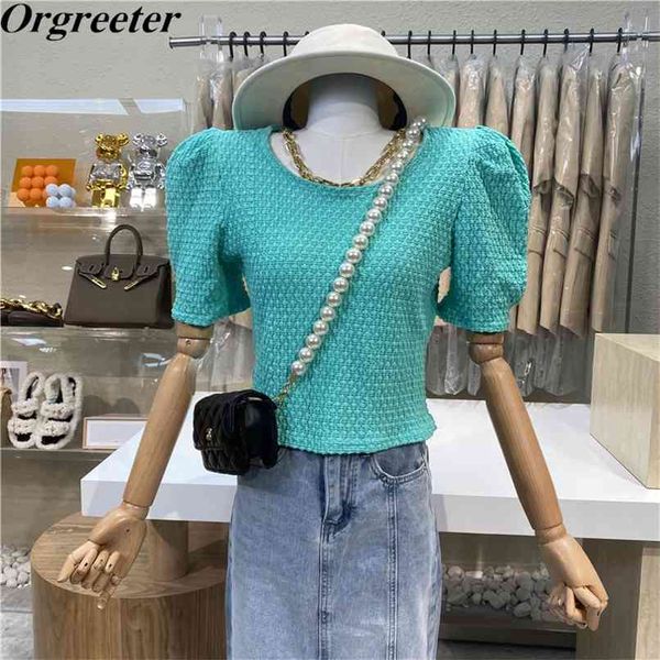 ins fashion chic puff sleeve grid cropped women's temperament o-neck chain deco wild t-shirt streetwear women 210602, White
ins fashion chic puff sleeve grid cropped women's temperament o-neck chain deco wild t-shirt streetwear women 210602, White