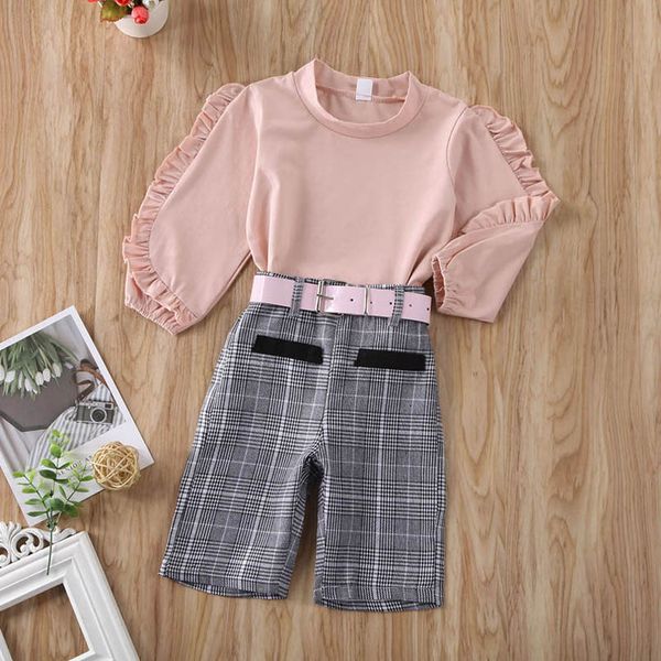 kids clothing sets girls outfits baby clothes children dress lace sleeve belt plaid pants childrens two-piece suit b7603, White
kids clothing sets girls outfits baby clothes children dress lace sleeve belt plaid pants childrens two-piece suit b7603, White