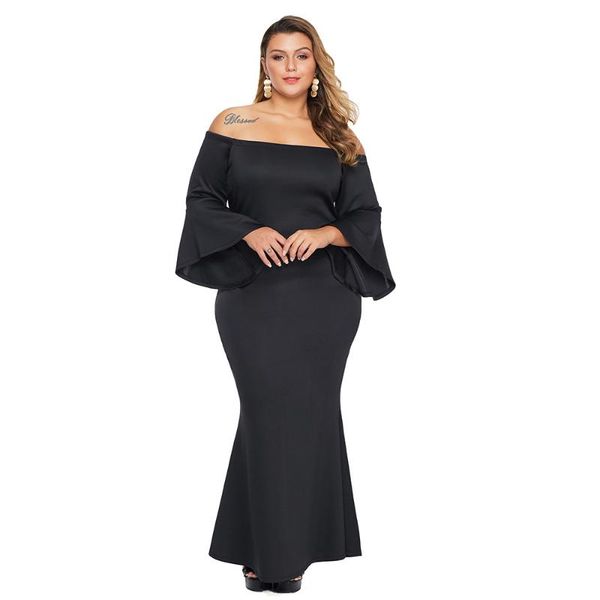 casual dresses 2021 woman plus size off shoulder flare sleeve maxi dress, Black;gray
casual dresses 2021 woman plus size off shoulder flare sleeve maxi dress, Black;gray