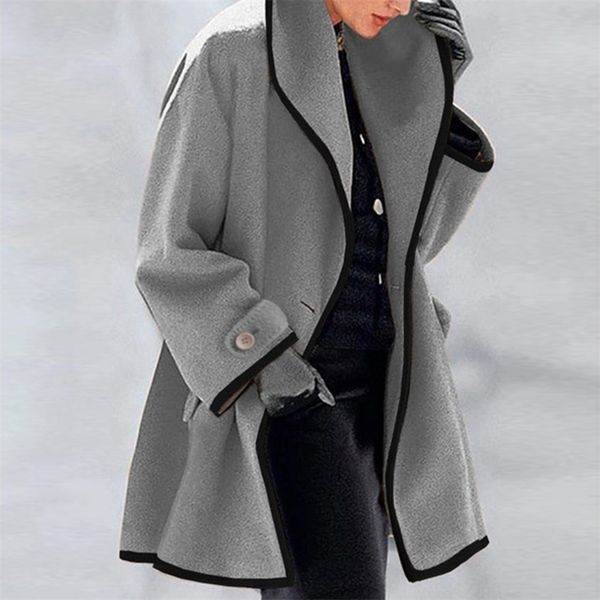 autumn overcoat women's casual coat solid color turndown collar overcoat outerwear coat solid color belt wool slim coat 211130, Black
autumn overcoat women's casual coat solid color turndown collar overcoat outerwear coat solid color belt wool slim coat 211130, Black