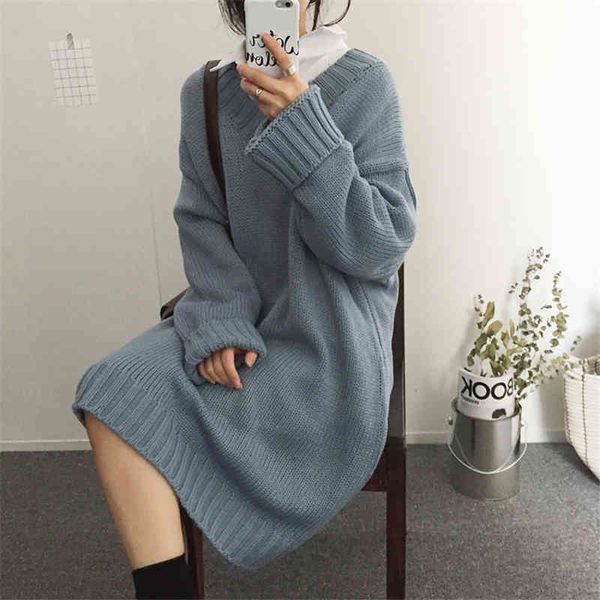 dresses casual loose v-neck women sweater knitted autumn winter midi female full sleeve jumpers dress gqbf, Black;gray
dresses casual loose v-neck women sweater knitted autumn winter midi female full sleeve jumpers dress gqbf, Black;gray
