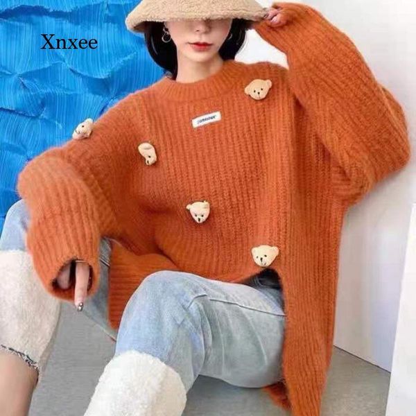 women's sweaters japanese cute bear knitted loose pullover sweater college style fashion harajuku, White;black
women's sweaters japanese cute bear knitted loose pullover sweater college style fashion harajuku, White;black