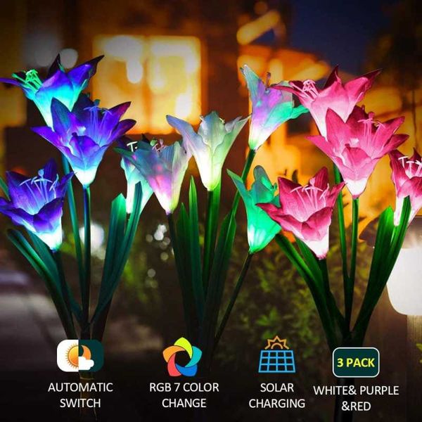 solar lamps outdoor lights with 4 lily flower multi-color changing led landscape garden pole for patio decorations
solar lamps outdoor lights with 4 lily flower multi-color changing led landscape garden pole for patio decorations