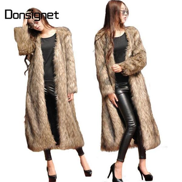 women's fur & faux autumn winter womens long coat woman jacket plus size overcoat for women, Black
women's fur & faux autumn winter womens long coat woman jacket plus size overcoat for women, Black