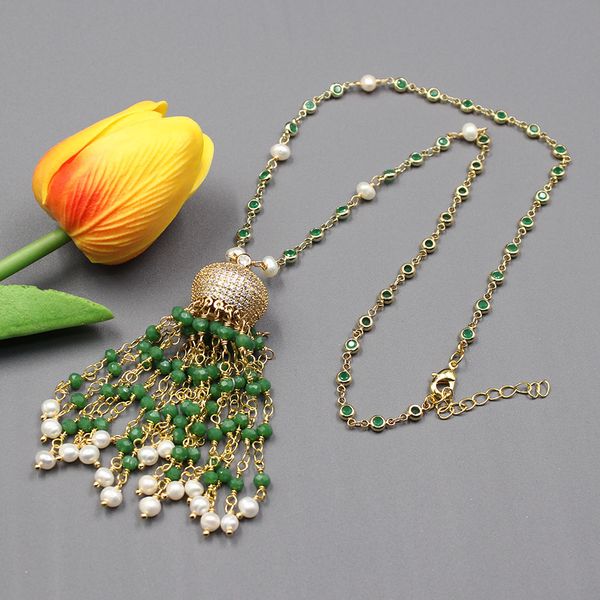 guaiguai jewelry natural white pearl gold color plated green crystal macarsite cz chain necklace for women lady jewelry gift, Silver
guaiguai jewelry natural white pearl gold color plated green crystal macarsite cz chain necklace for women lady jewelry gift, Silver