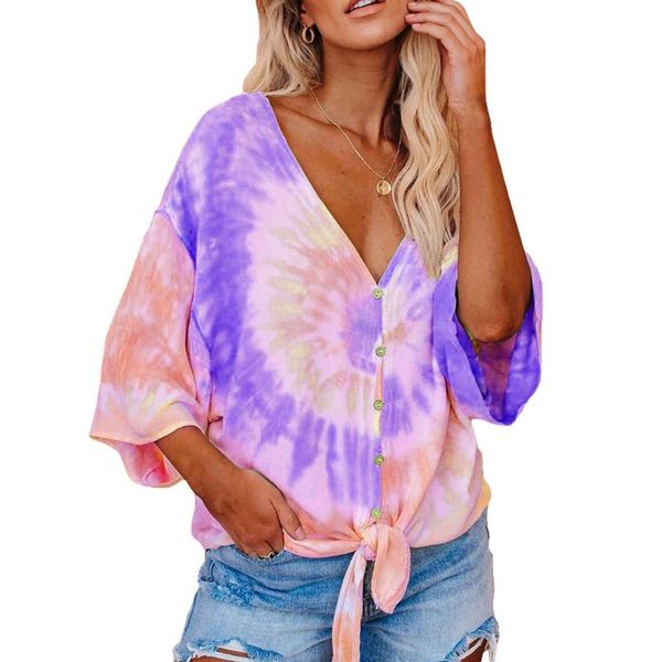 women's t-shirt v-neck bat sleeve hem knotted tie-dye print oversized casual tshirt for women 2021 fall t shirts ropa mujer, White
women's t-shirt v-neck bat sleeve hem knotted tie-dye print oversized casual tshirt for women 2021 fall t shirts ropa mujer, White