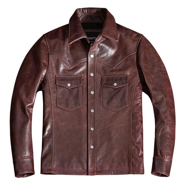 men's leather & faux 2021 vintage brown genuine shirt men casual style plus size 4xl real natural cowhide autumn slim fit retro coat, Black
men's leather & faux 2021 vintage brown genuine shirt men casual style plus size 4xl real natural cowhide autumn slim fit retro coat, Black