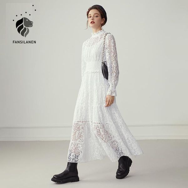 hollow out white long lace dress women flare sleeve ruffle elegant female autumn transparent party casual dresses, Black;gray
hollow out white long lace dress women flare sleeve ruffle elegant female autumn transparent party casual dresses, Black;gray