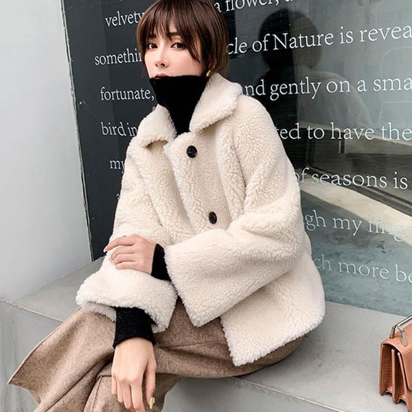 women's fur & faux imitation lamb coat short section sheep shearing one-piece 2021 autumn and winter fake jacket, Black
women's fur & faux imitation lamb coat short section sheep shearing one-piece 2021 autumn and winter fake jacket, Black