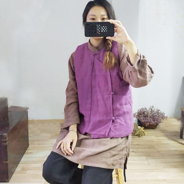 women's vests women loose padded sleeveless ladies solid color waistcoat female 2021 autumn spring linen vest, Black;white 
women's vests women loose padded sleeveless ladies solid color waistcoat female 2021 autumn spring linen vest, Black;white