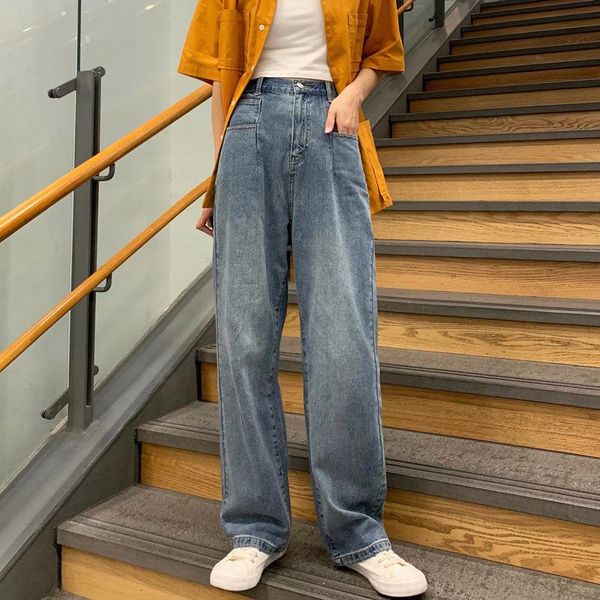 hzirip vintage casual loose jeans high waist straight light washed all match autumn women street female denim plus pants women's, Blue
hzirip vintage casual loose jeans high waist straight light washed all match autumn women street female denim plus pants women's, Blue