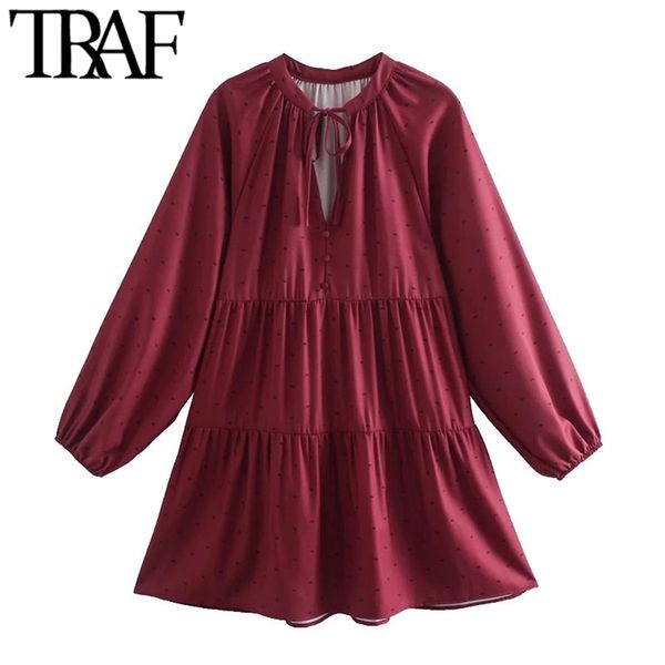 women fashion with covered buttons dotted print mini dress vintage tied o neck long sleeve female dresses mujer 210507, Black;gray
women fashion with covered buttons dotted print mini dress vintage tied o neck long sleeve female dresses mujer 210507, Black;gray