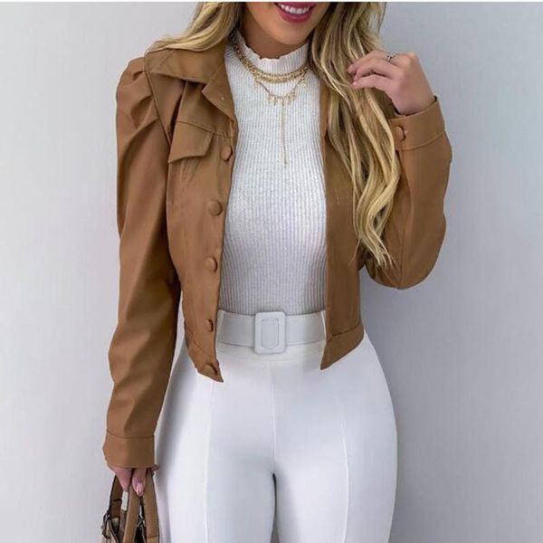 women's fur & faux autumn pu leather pleated women jacket 2021 long sleeve single breasted female black casual cardigan short coat for
women's fur & faux autumn pu leather pleated women jacket 2021 long sleeve single breasted female black casual cardigan short coat for