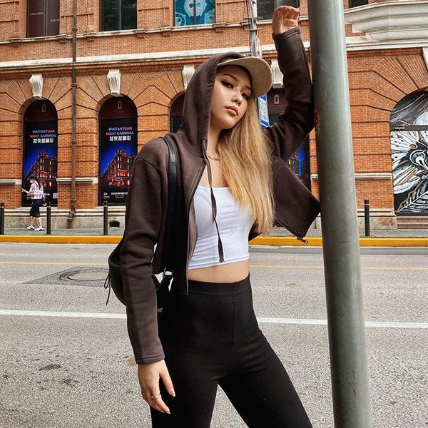 hooded casual simple jacket solid color drawstring vintage coat women cardigan streetwear kobieta kurtka coats bh50jk women's jackets, Black;brown
hooded casual simple jacket solid color drawstring vintage coat women cardigan streetwear kobieta kurtka coats bh50jk women's jackets, Black;brown