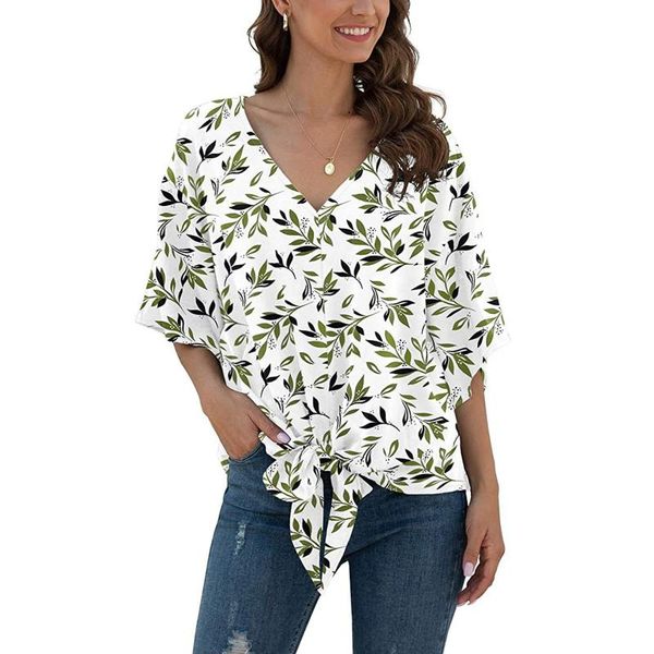 women's blouses & shirts elegant blouse flowy cool v-neck blusas half bat sleeve floral print shirt bow knotted pleated hem t6, White
women's blouses & shirts elegant blouse flowy cool v-neck blusas half bat sleeve floral print shirt bow knotted pleated hem t6, White