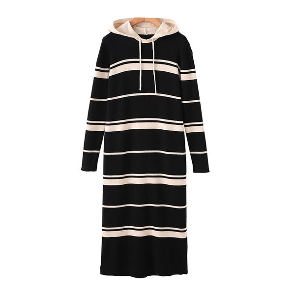 hooded kniited long sleeve knitted midi dress autumn winter elegant striped d1396 210514, Black;gray
hooded kniited long sleeve knitted midi dress autumn winter elegant striped d1396 210514, Black;gray