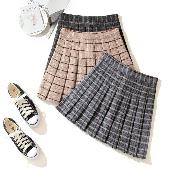 women's autumn and winter woolen high waist plaid pleated skirt school uniform korean skort skirts harajuku, Black
women's autumn and winter woolen high waist plaid pleated skirt school uniform korean skort skirts harajuku, Black