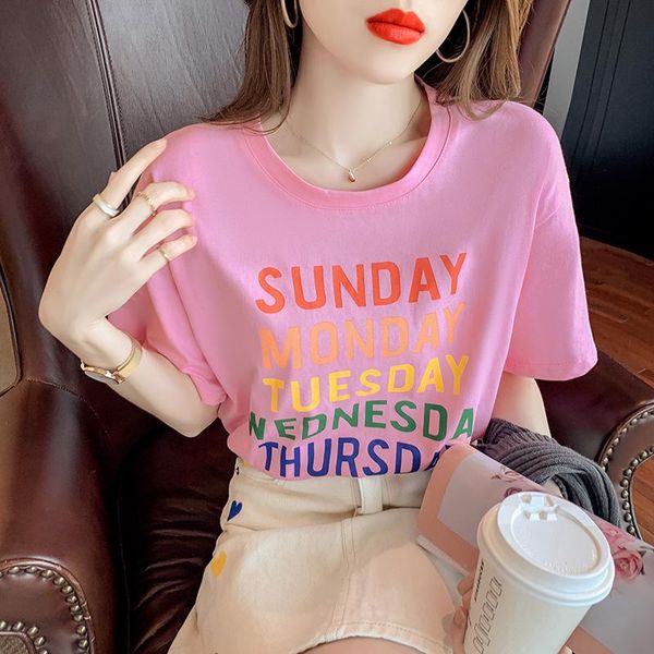 women's t-shirt summer fashion shirt multicolor letter t women base o-neck loose short sleeve tees girls tshirt 2021 harajuku, White
women's t-shirt summer fashion shirt multicolor letter t women base o-neck loose short sleeve tees girls tshirt 2021 harajuku, White