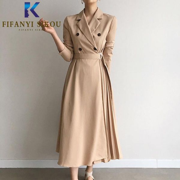 casual dresses 2021 autumn women blazers dress fashion double breasted long sleeve lapel maxi lady elegant pleated, Black;gray
casual dresses 2021 autumn women blazers dress fashion double breasted long sleeve lapel maxi lady elegant pleated, Black;gray