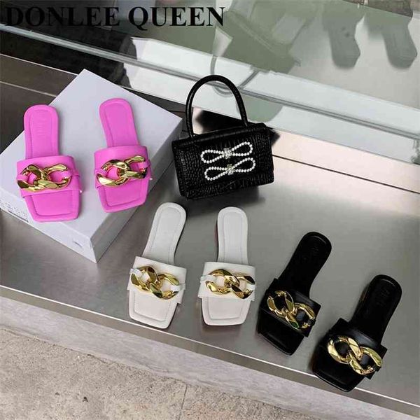 fashion brand gold metal chain slipper square toe flat casual slide beach flip flops summer sandal shoes zapatillas mujer 210619, Black
fashion brand gold metal chain slipper square toe flat casual slide beach flip flops summer sandal shoes zapatillas mujer 210619, Black