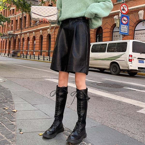 women's shorts black high waist short pants leather women jeans female spring straight casual solid wide leg trousers streetwear, White;black
women's shorts black high waist short pants leather women jeans female spring straight casual solid wide leg trousers streetwear, White;black