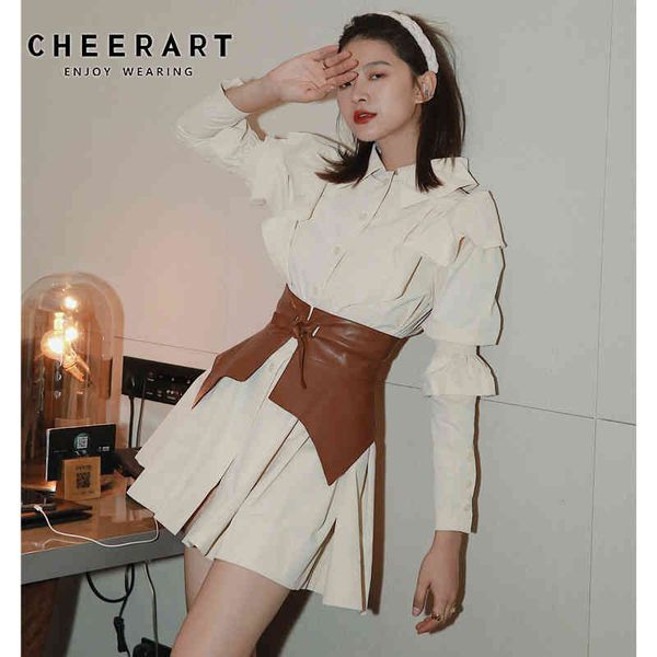autumn ruffle long sleeve shirt dress women beige button up collar mini tunic puff fashion 210427, Black;gray
autumn ruffle long sleeve shirt dress women beige button up collar mini tunic puff fashion 210427, Black;gray