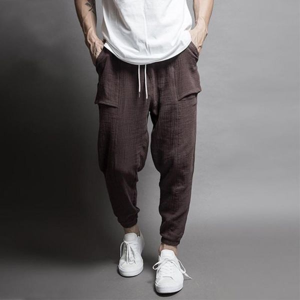 men's pants casual men loose drawstring sports gym trousers long ankle banded bloomers, Black
men's pants casual men loose drawstring sports gym trousers long ankle banded bloomers, Black