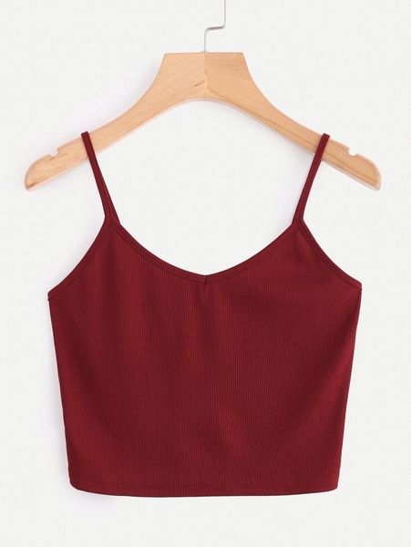 rib knit crop cami h7y8#, White