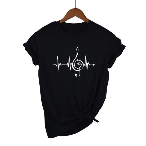 women's t-shirt music symbol heartbeat women t shirt summer for casual harajuku tee female clothes, White
women's t-shirt music symbol heartbeat women t shirt summer for casual harajuku tee female clothes, White