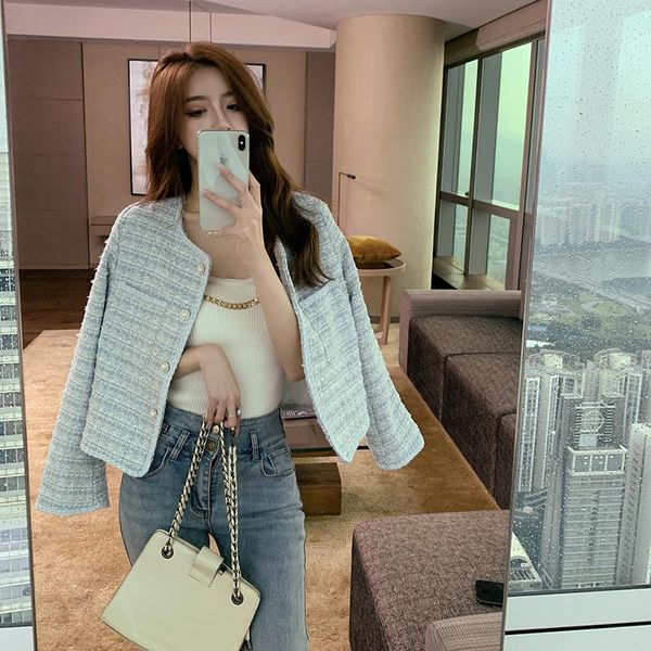 women's jackets women 2021 fashion single-breasted tweed woolen jacket vintage o neck long sleeve female outerwear chic all-match, Black;brown
women's jackets women 2021 fashion single-breasted tweed woolen jacket vintage o neck long sleeve female outerwear chic all-match, Black;brown
