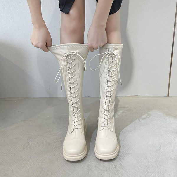 boots knee high low heel women shoes cross tied thigh elasticity pu leather long black beige mujer
boots knee high low heel women shoes cross tied thigh elasticity pu leather long black beige mujer