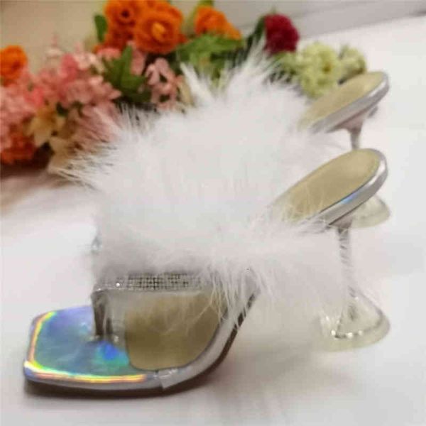 slippers real fur feather flip flops clear crystal high goblet heel jeweled rhinestone decor summer runway women au16, Black
slippers real fur feather flip flops clear crystal high goblet heel jeweled rhinestone decor summer runway women au16, Black