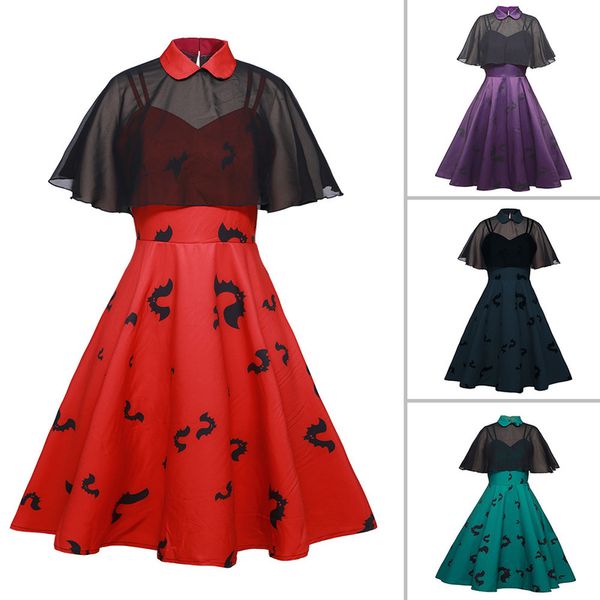 2021 new strap dress gothic halloween shawl cloak bat print skirt, Black;gray
2021 new strap dress gothic halloween shawl cloak bat print skirt, Black;gray