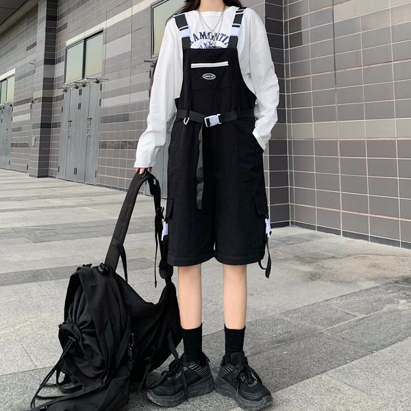 women cargo jumpsuits new detachable black overalls plus size harajuke streetwear loose high waist jumpsuit, Black;white
women cargo jumpsuits new detachable black overalls plus size harajuke streetwear loose high waist jumpsuit, Black;white