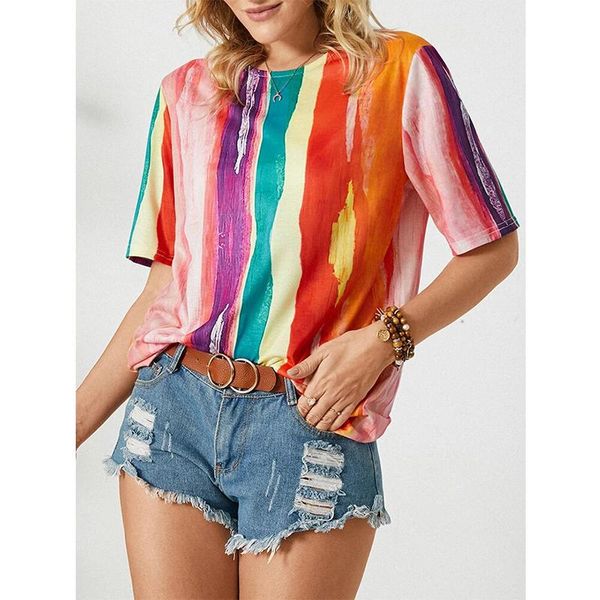 women's blouses & shirts summer ladies fashion round neck solid color colorful plaid printing short-sleeved t-shirt casual loose large, White
women's blouses & shirts summer ladies fashion round neck solid color colorful plaid printing short-sleeved t-shirt casual loose large, White
