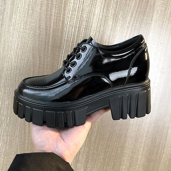 dress shoes small leather women's thick heel thick-soled round toe british style lace-up patent single trend all-match c, Black
dress shoes small leather women's thick heel thick-soled round toe british style lace-up patent single trend all-match c, Black