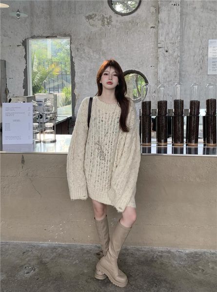 women's sweaters lazy style torn sweater blouse women fall 2021 wool jersey mid - length hollow out outerwear top, White;black
women's sweaters lazy style torn sweater blouse women fall 2021 wool jersey mid - length hollow out outerwear top, White;black