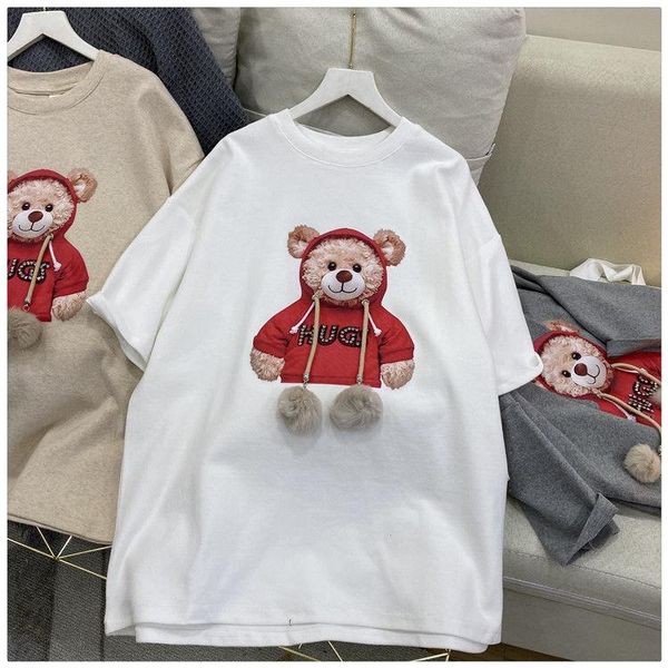women's t-shirt harajuku fur ball tshirt summer women cotton half sleeve round neck shirts korean style kawaii cute bear tee female clo, White
women's t-shirt harajuku fur ball tshirt summer women cotton half sleeve round neck shirts korean style kawaii cute bear tee female clo, White