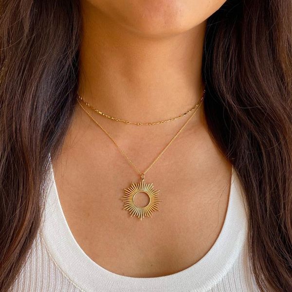 chains 316l stainless steel necklace for women gold sunshine design circle irregular hollow out round pendant necklaces, Silver
chains 316l stainless steel necklace for women gold sunshine design circle irregular hollow out round pendant necklaces, Silver