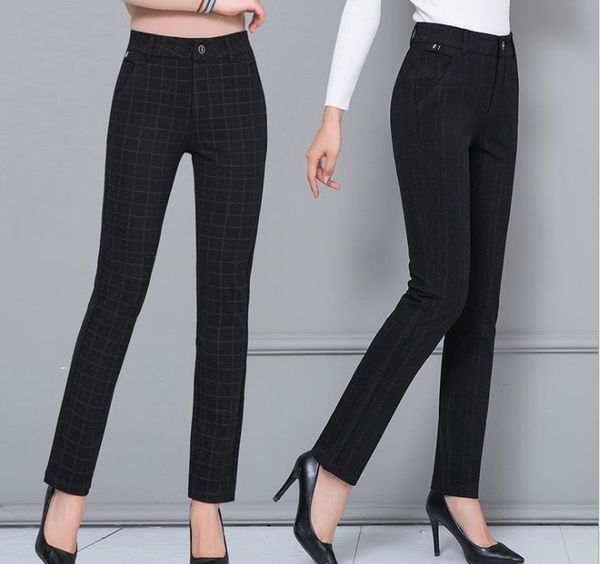 women's pants & capris high waist plaid spring and autumn stretch long casual women, Black;white
women's pants & capris high waist plaid spring and autumn stretch long casual women, Black;white