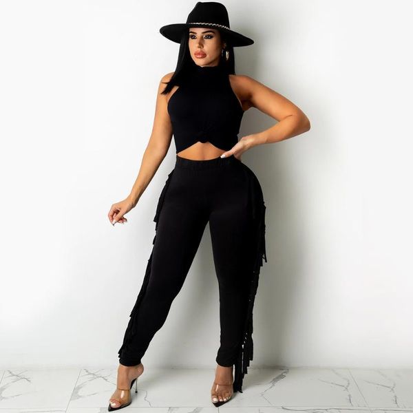 women's two piece pants ribbed knitted sleeveless stretchy crop and side tassels pencil legging women sweatsuits streetwear tracksu, White
women's two piece pants ribbed knitted sleeveless stretchy crop and side tassels pencil legging women sweatsuits streetwear tracksu, White