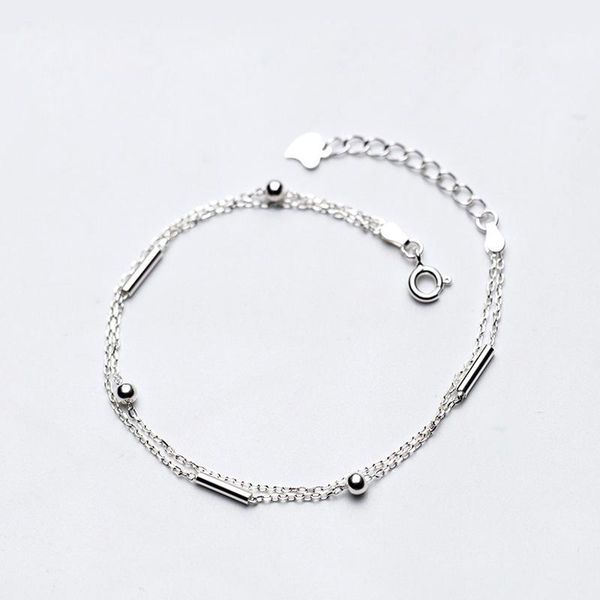 link, chain la maxza double layer tube bead 925 sterling silver jewelry bracelets for women trendy girls bracelet woman, Black
link, chain la maxza double layer tube bead 925 sterling silver jewelry bracelets for women trendy girls bracelet woman, Black