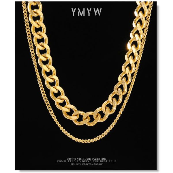 chains ymyw trendy stainless steel chain collar necklace for women gold fashion double layer short jewelry, Silver
chains ymyw trendy stainless steel chain collar necklace for women gold fashion double layer short jewelry, Silver