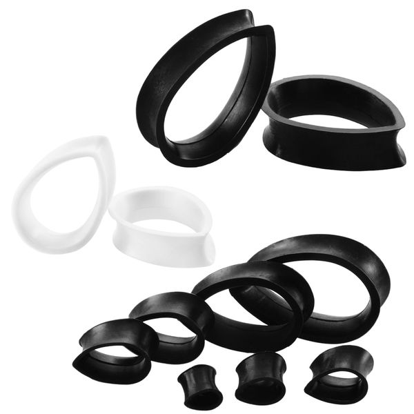 1pair silicone flexible ear plugs and tunnels water drop shaped thin ear gauge expander stretcher earrings piercing for body jew, Silver
1pair silicone flexible ear plugs and tunnels water drop shaped thin ear gauge expander stretcher earrings piercing for body jew, Silver