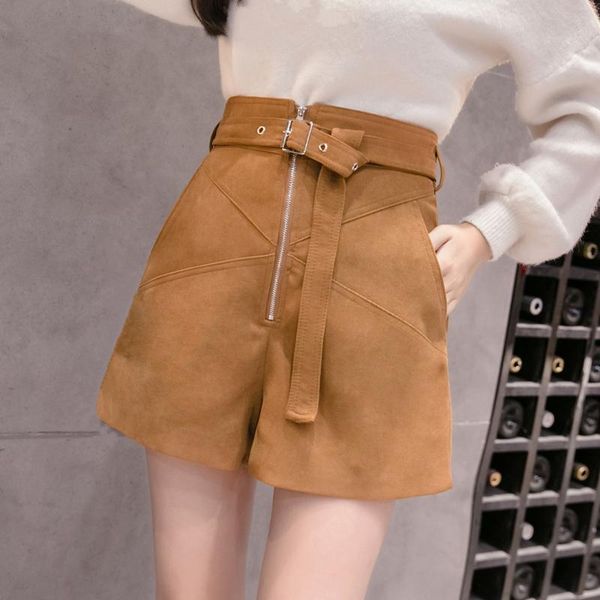 autumn winter woolen women's shorts sashes high waist chic khaki wide leg short elegant female zipper trousers pocket, White;black
autumn winter woolen women's shorts sashes high waist chic khaki wide leg short elegant female zipper trousers pocket, White;black